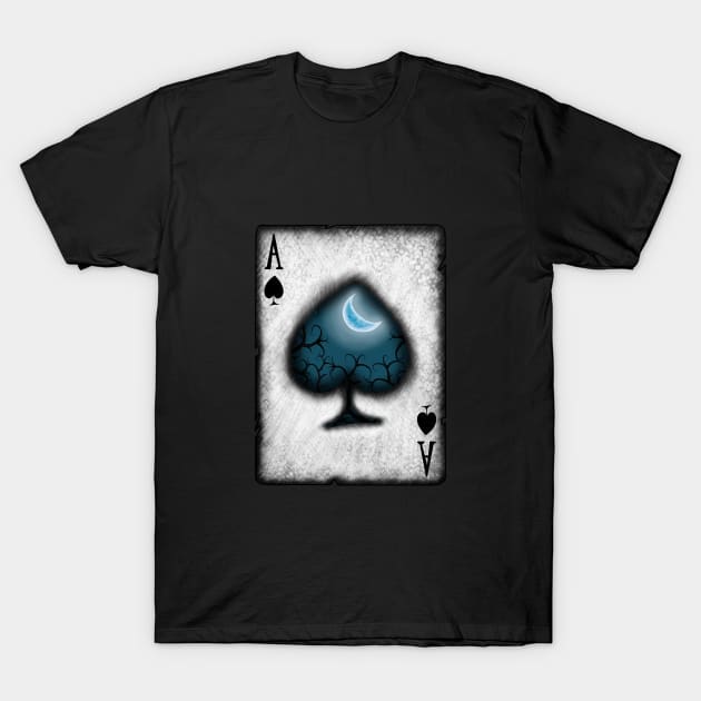 Ace of Spades with Moon T-Shirt by DeneboArt